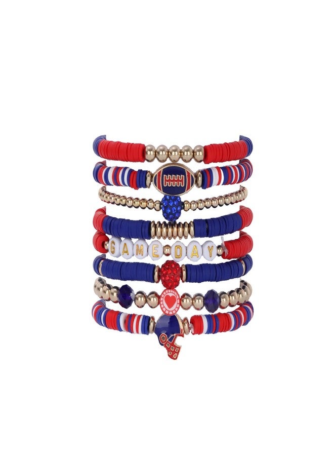 KUANG! Game Day Football Charm Bracelet Stackable Sports Jewelry for Moms Dads Football Fans Gifts - Image 1